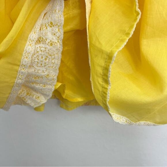 Cynthia Steffe Strapless Embroidered Pink Floral Yellow Lace Strapless Dress - Picture 13 of 16